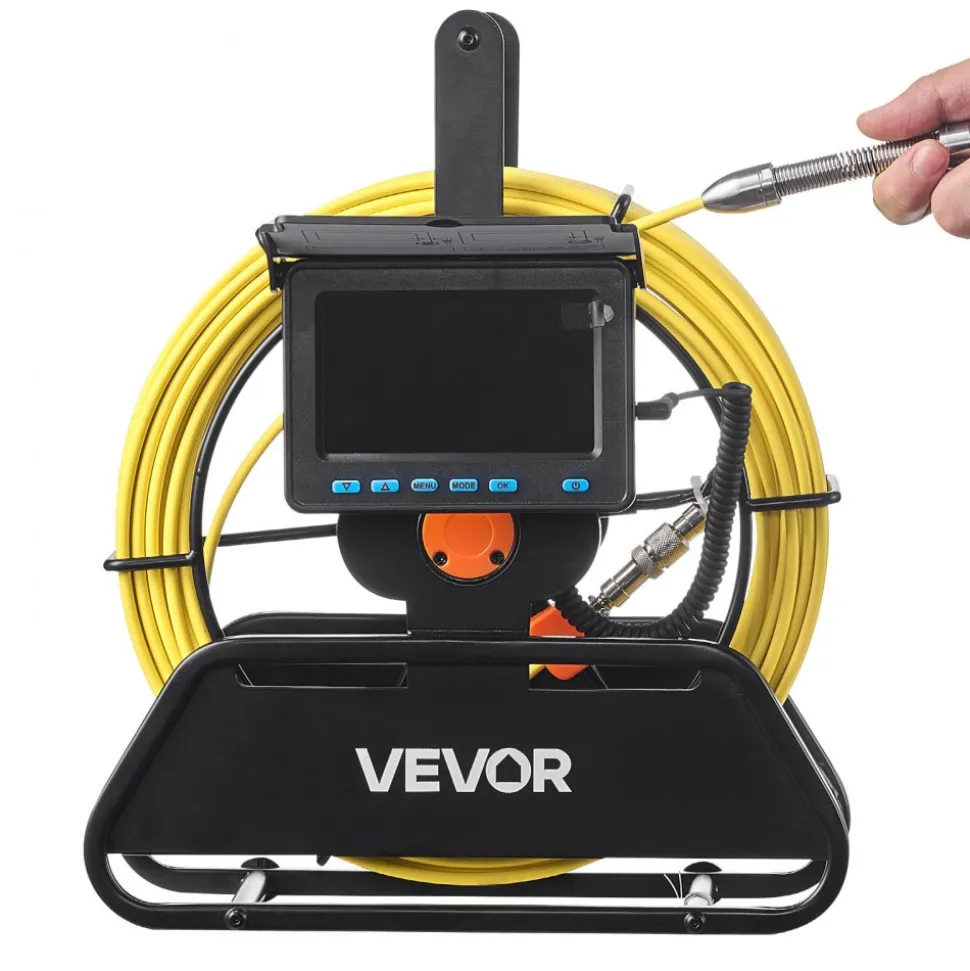 VEVOR Sewer Camera, 164 ft/50m, 4.3" Drain Inspection Camera, IP68 Waterproof Snake Plumbing Camera with Lights - 6 Adjustable LEDs, 4500mAh Battery & 16GB Card for Sewer Line Duct Pipes