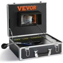 VEVOR Sewer Camera, 100 ft/30 m, 7" Screen Pipeline Inspection Camera with DVR Function, Waterproof IP68 Camera, 12 pcs Adjustable LEDs, with a 16 GB SD Card for Sewer Line, Duct Drain Pipe Plumbing