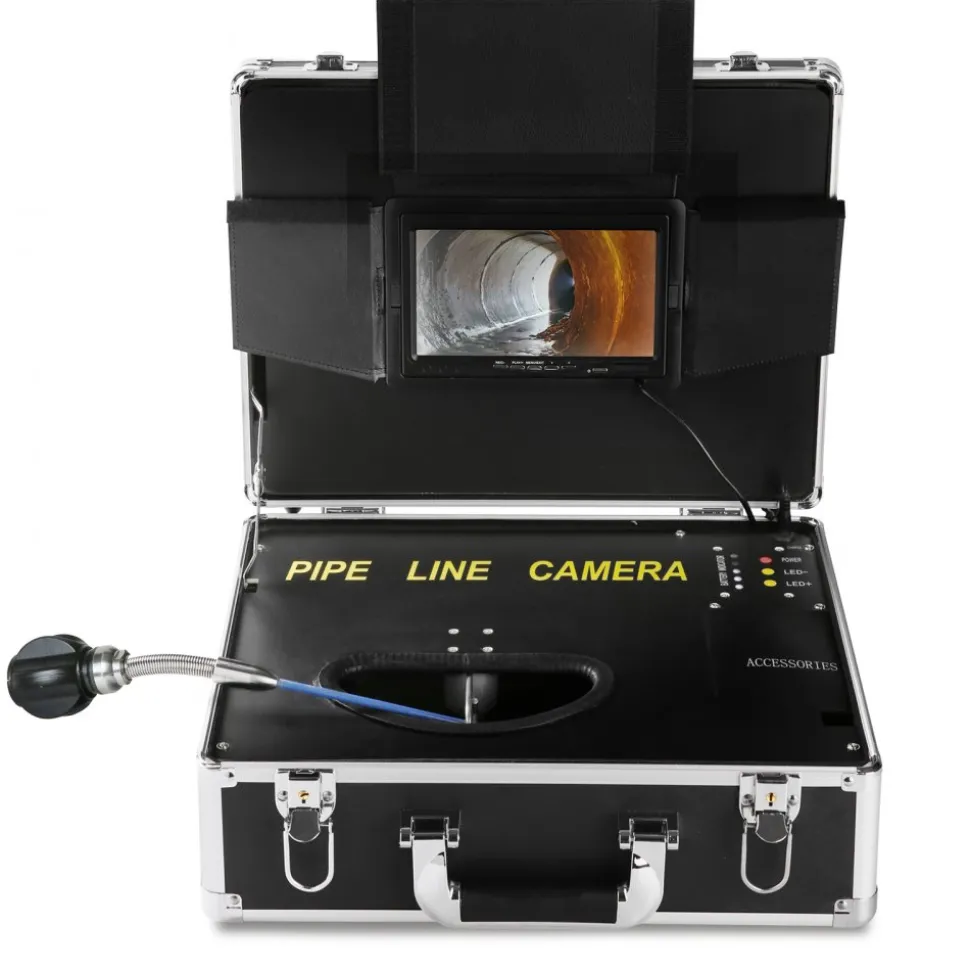 VEVOR Sewer Camera, 100 ft/30 m, 7" Screen Pipeline Inspection Camera with DVR Function, Waterproof IP68 Camera, 12 pcs Adjustable LEDs, with a 16 GB SD Card for Sewer Line, Duct Drain Pipe Plumbing