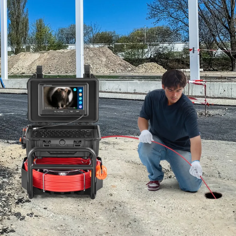 VEVOR Sewer Camera, 165 ft/50m, Self-Leveling Pipeline Inspection Camera with 9" 1080P HD Screen, 36X Zoom, IP68 Waterproof Plumbing Camera with Lights-12 LED, 32GB Card Snake Camera for Duct Pipe