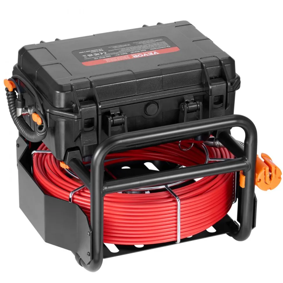 VEVOR Sewer Camera, 328 ft/100m, Self-Leveling Drain Camera with 10.1" Touchscreen, 512Hz Transmitter & Distance Counter, IP67 Snake Plumbing Camera with Lights-12 LED, 32GB Card for Duct Pipe