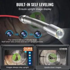 VEVOR Sewer Camera, 328 ft/100m, Self-Leveling Drain Camera with 10.1