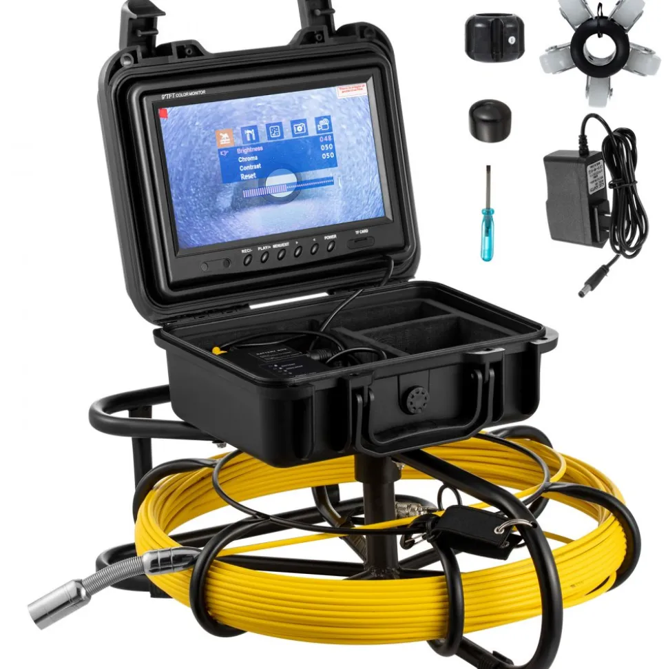VEVOR Sewer Camera, 150 ft Pipeline Inspection Camera with 9-inch Screen, Waterproof IP68 Borescope Camera with 12 Adjustable LEDs, 16 GB SD Card, Industrial Endoscope for Sewer, Home, Duct Drain Pipe