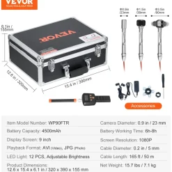 VEVOR Sewer Camera with 512Hz Locator, 165 ft/50 m, 9