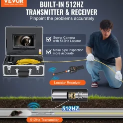 VEVOR Sewer Camera with 512Hz Locator, 165 ft/50 m, 9