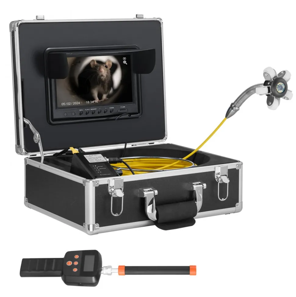 VEVOR Sewer Camera with 512Hz Locator, 165 ft/50 m, 9" Drain Inspection Camera with Self-Leveling, 36X Zoom, Plumbing Camera with Lights-12 LED, 32GB Card, IP68 Waterproof Snake Camera for Duct Pipe
