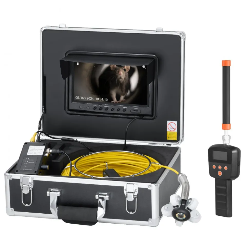 VEVOR Sewer Camera with 512Hz Locator, 165 ft/50 m, 9" Drain Inspection Camera with Self-Leveling, 36X Zoom, Plumbing Camera with Lights-12 LED, 32GB Card, IP68 Waterproof Snake Camera for Duct Pipe