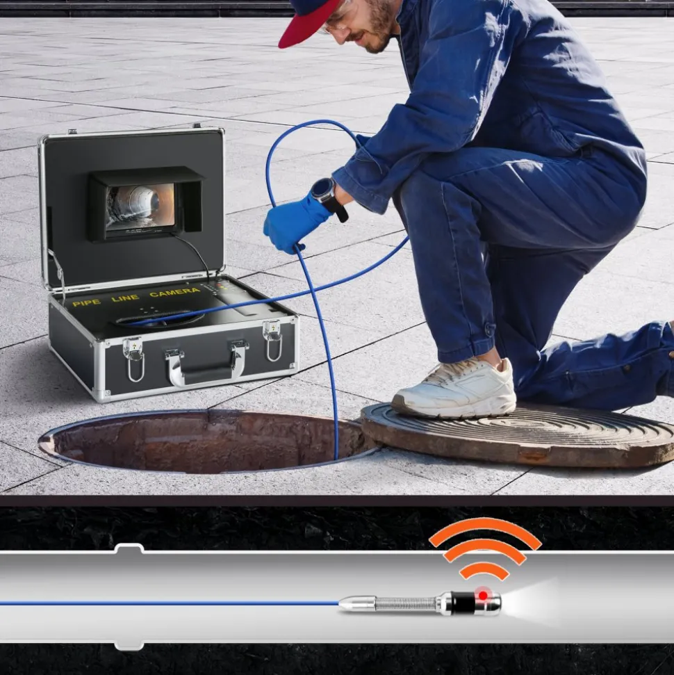 VEVOR Sewer Camera with 512Hz Locator,100 ft/30 m, 7" Pipeline Inspection Camera with DVR Function, IP68 Camera with 12 Adjustable LEDs, A 16 GB SD Card for Sewer Line, Home, Duct Drain Pipe Plumbing