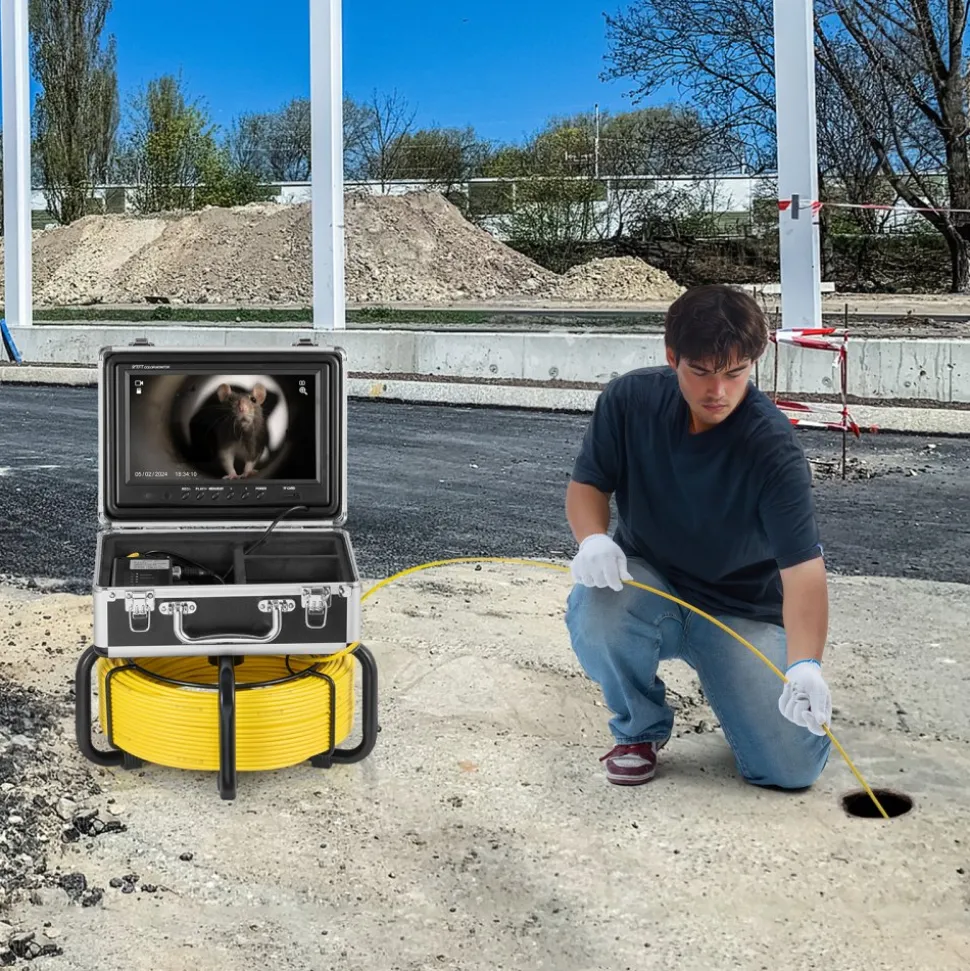 VEVOR Sewer Camera with 512Hz Locator,165 ft/50 m, Self-Leveling Drain Inspection Camera with 9" 1080P HD Screen, 36X Zoom, Snake Plumbing Camera with Lights-12 LED, 32GB SD Card for Duct Pipe