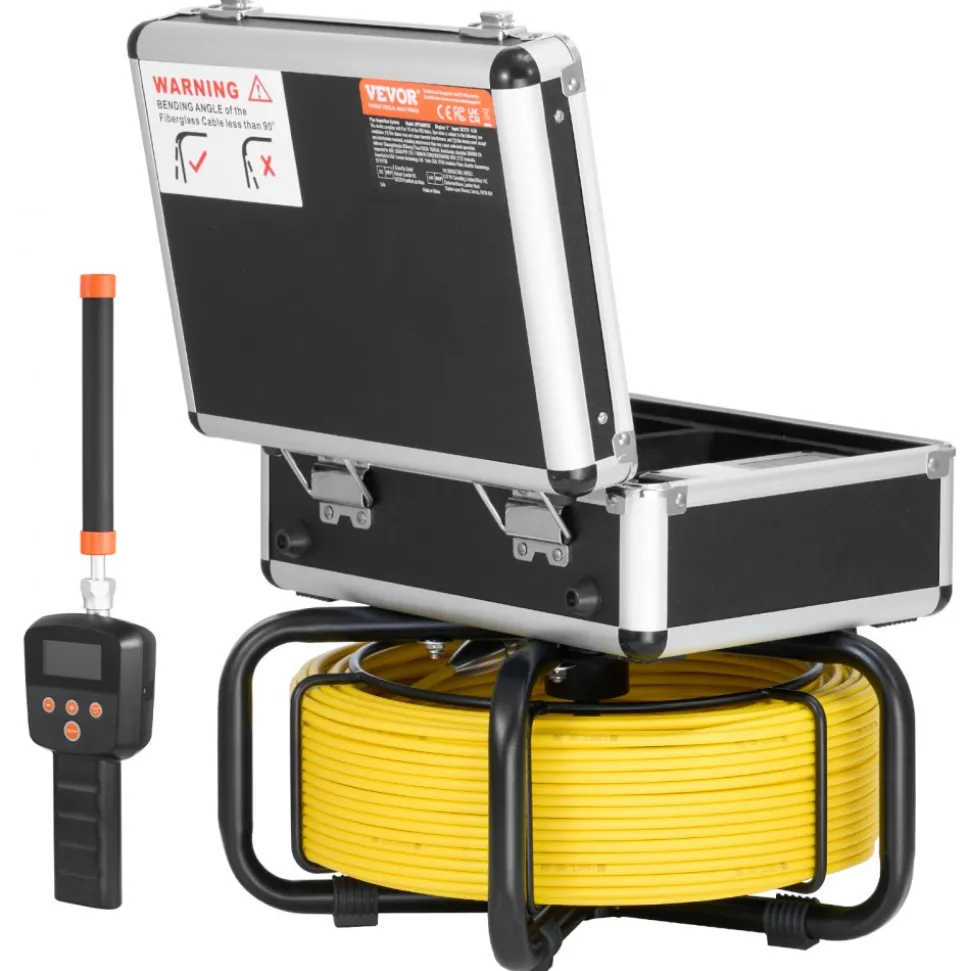 VEVOR Sewer Camera with 512Hz Locator,165 ft/50 m, Self-Leveling Drain Inspection Camera with 9" 1080P HD Screen, 36X Zoom, Snake Plumbing Camera with Lights-12 LED, 32GB SD Card for Duct Pipe