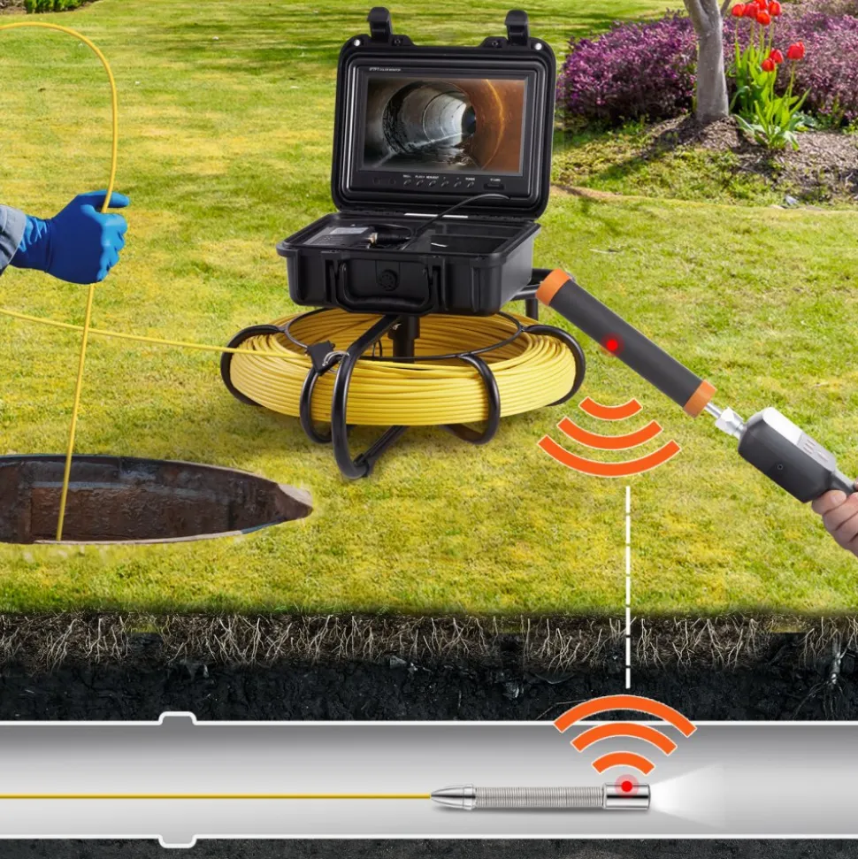 VEVOR Sewer Camera with 512Hz Locator,300 ft/91.5 m, 9" Pipeline Inspection Camera with DVR Function, IP68 Camera with 12 Adjustable LEDs, A 16 GB SD Card for Sewer Line, Home, Duct Drain Pipe Plumbin