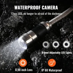 VEVOR Sewer Camera with 512Hz Locator, 131 ft/40 m, 7" Pipeline Inspection Camera with DVR Function, IP68 Camera with 12 Adjustable LEDs, A 16 GB SD Card for Sewer Line, Home, Duct Drain Pipe Plumbing