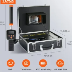 VEVOR Sewer Camera with 512Hz Locator, 131 ft/40 m, 7