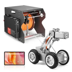 VEVOR Sewer Pipe Inspection Robot, 394FT Pipeline Detection Crawling Robot with 2MP Front/Rear Cameras & Touchscreen Tablet, IP68 Plumbing Camera with Lights & Distance Counter for Industrial Pipes