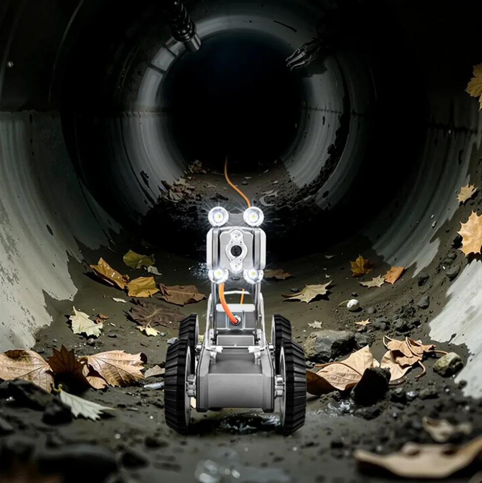 VEVOR Sewer Pipe Inspection Robot, 394FT Pipeline Detection Crawling Robot with 2MP Front/Rear Cameras & Touchscreen Tablet, IP68 Plumbing Camera with Lights & Distance Counter for Industrial Pipes
