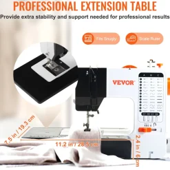 VEVOR Sewing Machine, Portable Sewing Machine for Beginners with 38 Built-in Stitches & Reverse Sewing, Dual Speed Sewing Machine with Extension Table Foot Pedal, Accessory Kit Family Home Travel