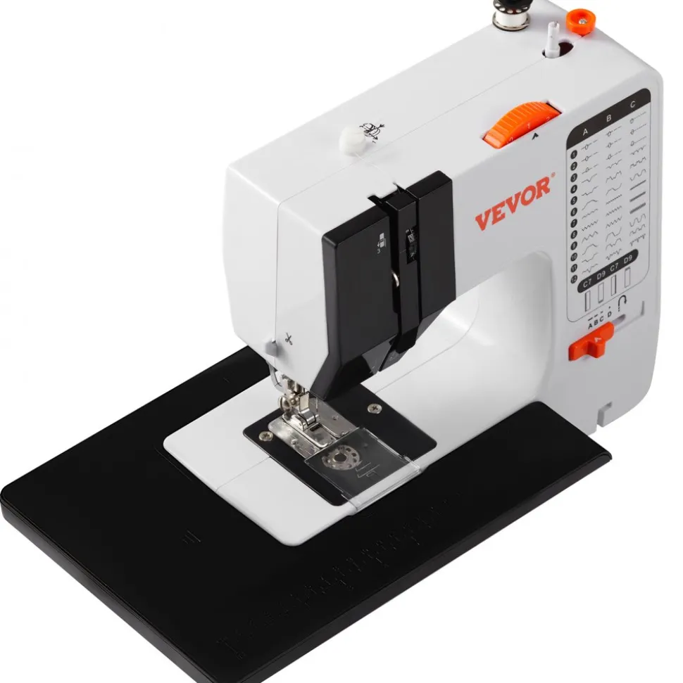 VEVOR Sewing Machine, Portable Sewing Machine for Beginners with 38 Built-in Stitches & Reverse Sewing, Dual Speed Sewing Machine with Extension Table Foot Pedal, Accessory Kit Family Home Travel