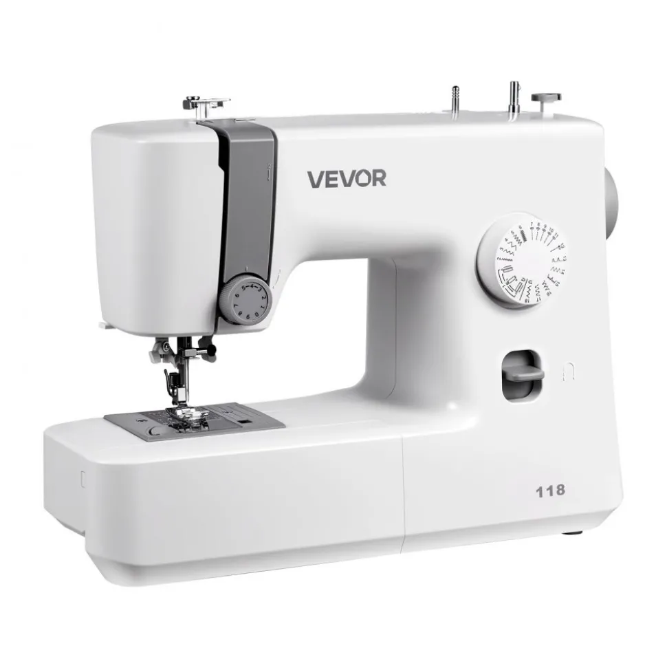 VEVOR Sewing Machine, 18 Stitch Applications, with LED Light and Foot Pedal, Simple Dial Control, Interior Metal Frame, Lightweight and Portable Beginner Sewing Machine for Adults Crafts and Mending