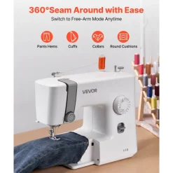 VEVOR Sewing Machine, 18 Stitch Applications, with LED Light and Foot Pedal, Simple Dial Control, Interior Metal Frame, Lightweight and Portable Beginner Sewing Machine for Adults Crafts and Mending
