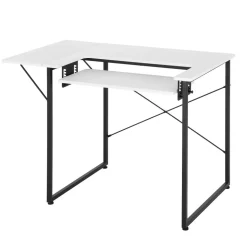 VEVOR Sewing Table, Multipurpose Sewing Machine Table with Foldable Side Shelf, Adjustable Shelf, Steel Legs, Computer Desk for Home, Fashion Studio, Art Studio, Educational Institution, White