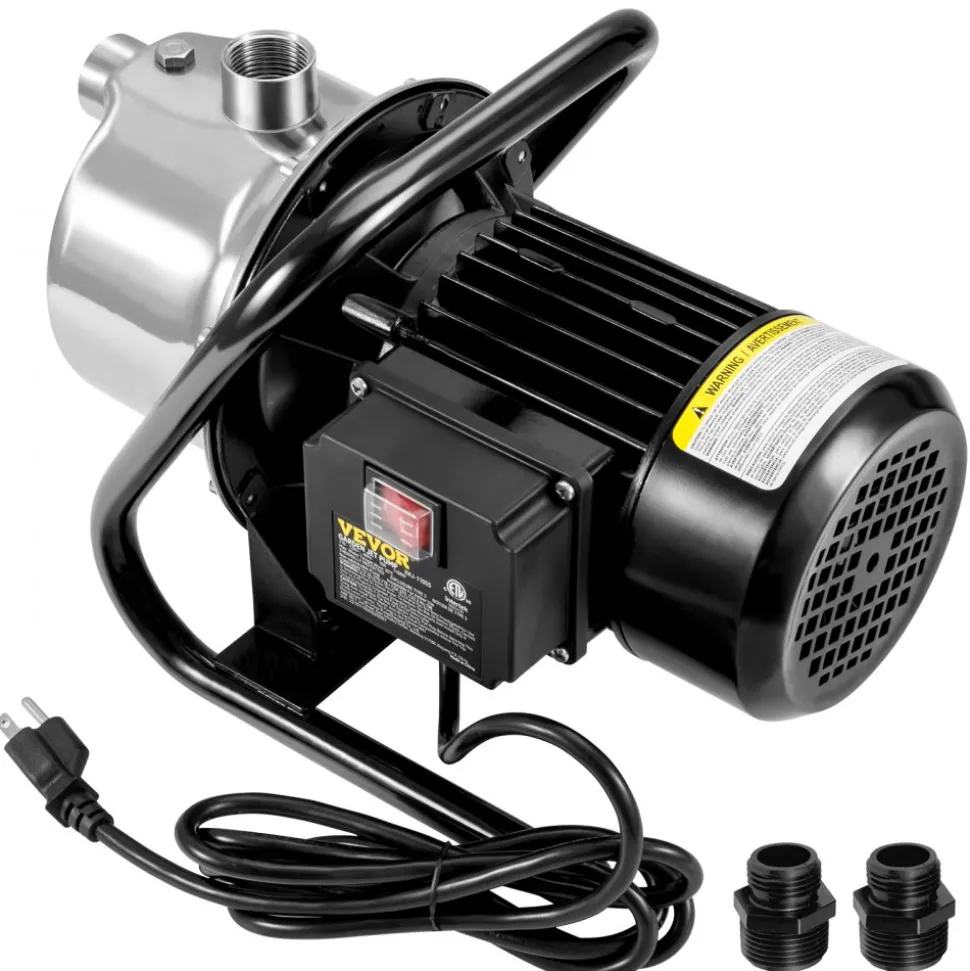 VEVOR Shallow Well Pump, 1.1 HP 115V, 978 GPH 131 ft Height, 40psi Max Pressure, Portable Stainless Steel Sprinkler Booster Jet Pumps for Garden Lawn Irrigation system, Lake Fountain, Water Transfer