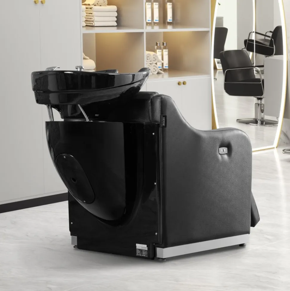 VEVOR Shampoo Backwash Chair, 661.4LBS Loading Barbershop Hair Washing Station with Electric Adjustable Footrest & Ceramic Bowl, Backwash Salon Shampoo Chair, Beauty Spa Hairdressing Massage Equipment