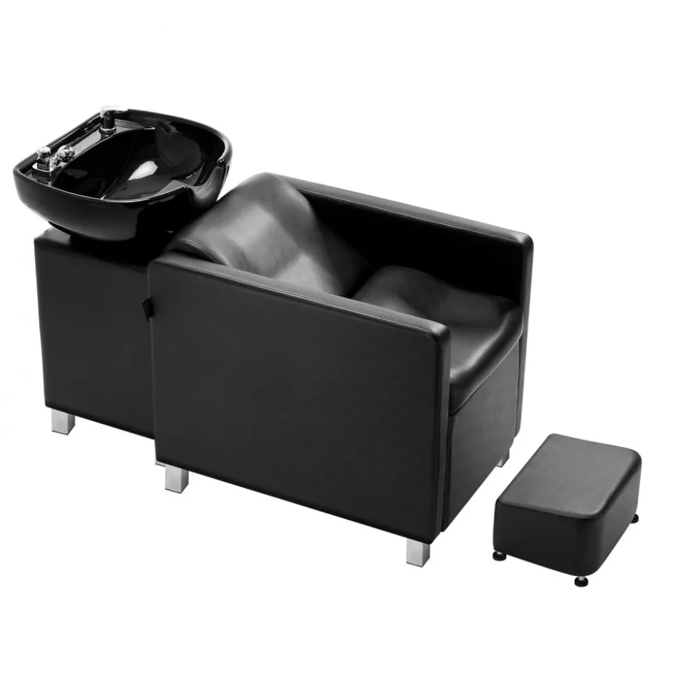 VEVOR Shampoo Backwash Chair, 661.4LBS Loading Salon & Spa Hair Washing Station, Backwash Barber Shampoo Bowl and Chair, Beauty Spa Massage Hairdressing Equipment with Wide Footrest and Ceramic Bowl