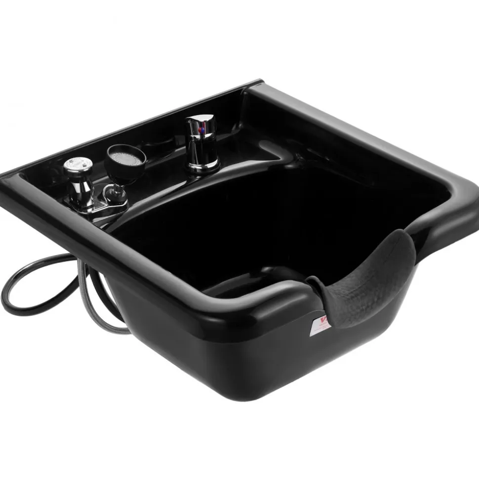 VEVOR Shampoo Bowl, ABS Plastic Shampoo Sink for Salons and Home, Easy to Clean and Install Salon Shampoo Bowls for Hair Stylists, Shampoo Sink for Spa Center, Barbershop and Beauty Salon Use, Black