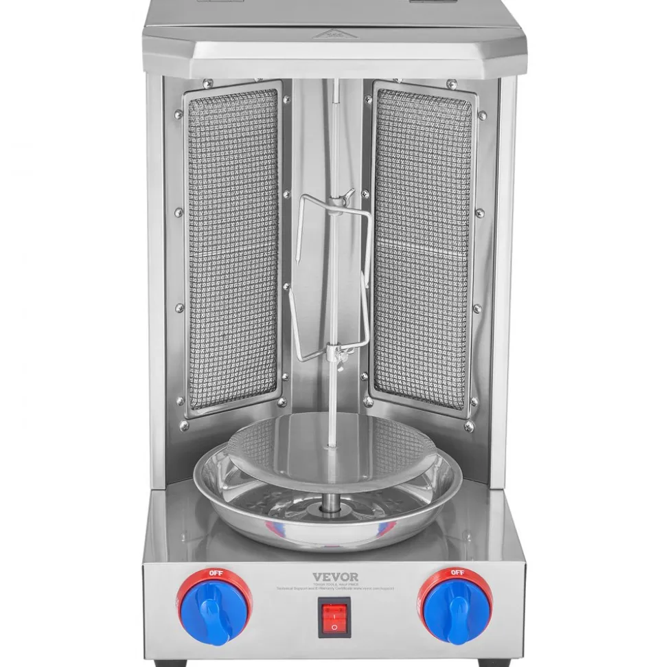 VEVOR Shawarma Grill Machine, 13 lbs Capacity, Chicken Shawarma Cooker Machine with 2 Burners, Gas Vertical Broiler Gyro Rotisserie Oven Doner Kebab Machine, for Home Restaurant Kitchen Parties