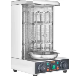 VEVOR Shawarma Grill Machine, 13lbs Capacity, Chicken Shawarma Cooker Machine with 2 Burners, 122℉-572℉ Electric Vertical Broiler Gyro Rotisserie Oven Doner Kebab Machine for Home/Commercial Use