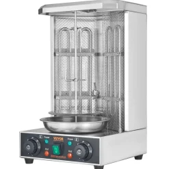 VEVOR Shawarma Grill Machine, 13lbs Capacity, Chicken Shawarma Cooker Machine with 2 Burners, 122℉-572℉ Electric Vertical Broiler Gyro Rotisserie Oven Doner Kebab Machine for Home/Commercial Use