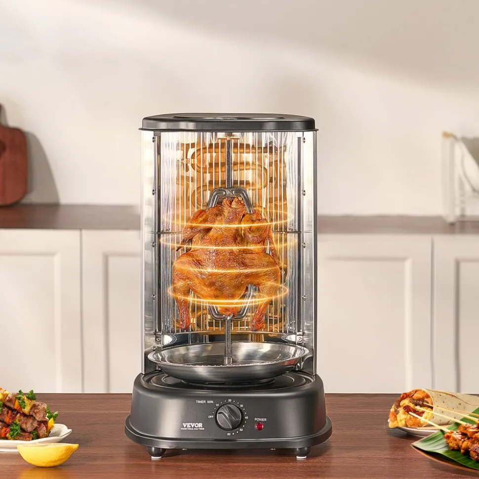 VEVOR Shawarma Grill Machine, Vertical Chicken Shawarma Cooker Machine Countertop, Electric Stainless Steel Broiler Gyro Rotisserie Oven Doner Kebab Machine, for Home Restaurant Kitchen Parties