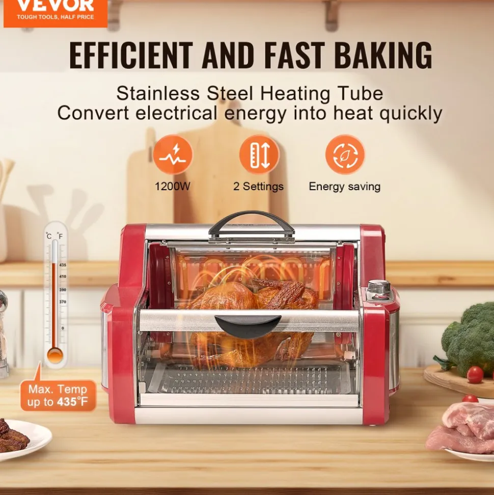 VEVOR Shawarma Grill Machine, Chicken Shawarma Cooker Machine Countertop, Electric Stainless Steel Broiler Gyro Rotisserie Oven Doner Kebab Machine, for Home Restaurant Kitchen Parties