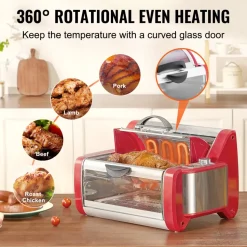 VEVOR Shawarma Grill Machine, Chicken Shawarma Cooker Machine Countertop, Electric Stainless Steel Broiler Gyro Rotisserie Oven Doner Kebab Machine, for Home Restaurant Kitchen Parties