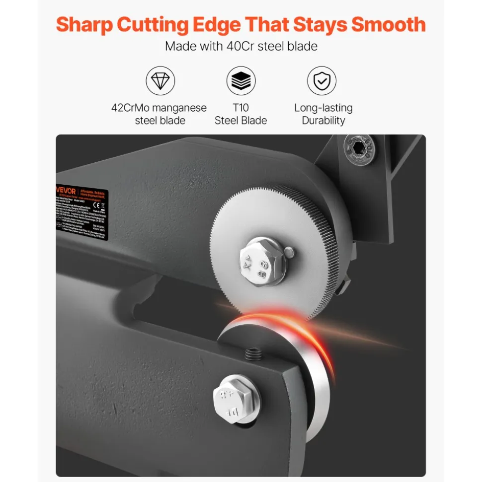 VEVOR Sheet Metal Shear, Throatless Rotary Hand Shear, 16 Gauge Mild Steel Sheet Cutter with 0.06 in Capacity, with Solid Construction, Mounting Type, for Cutting Steel, Copper, Rebar, and Aluminum