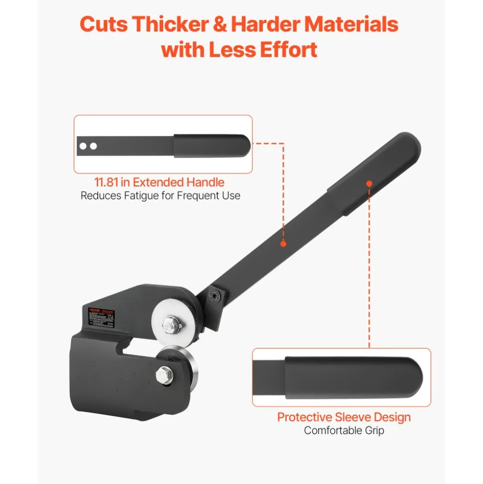VEVOR Sheet Metal Shear, Throatless Rotary Hand Shear, 16 Gauge Mild Steel Sheet Cutter with 0.06 in Capacity, with Solid Construction, Mounting Type, for Cutting Steel, Copper, Rebar, and Aluminum