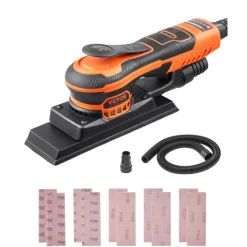 VEVOR Sheet Sander, 3/8 Sheet 3A EC Brushless Sander, Max. 10000RPM Variable Speed Sheet Finishing Sander with 10PCS Sandpapers and Vacuum Cleaner Adapter for Woodworking