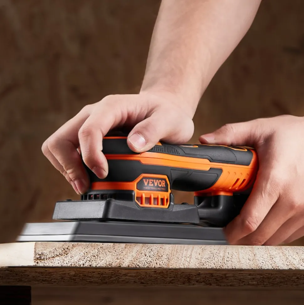 VEVOR Sheet Sander, 3/8 Sheet 3A EC Brushless Sander, Max. 10000RPM Variable Speed Sheet Finishing Sander with 10PCS Sandpapers and Vacuum Cleaner Adapter for Woodworking