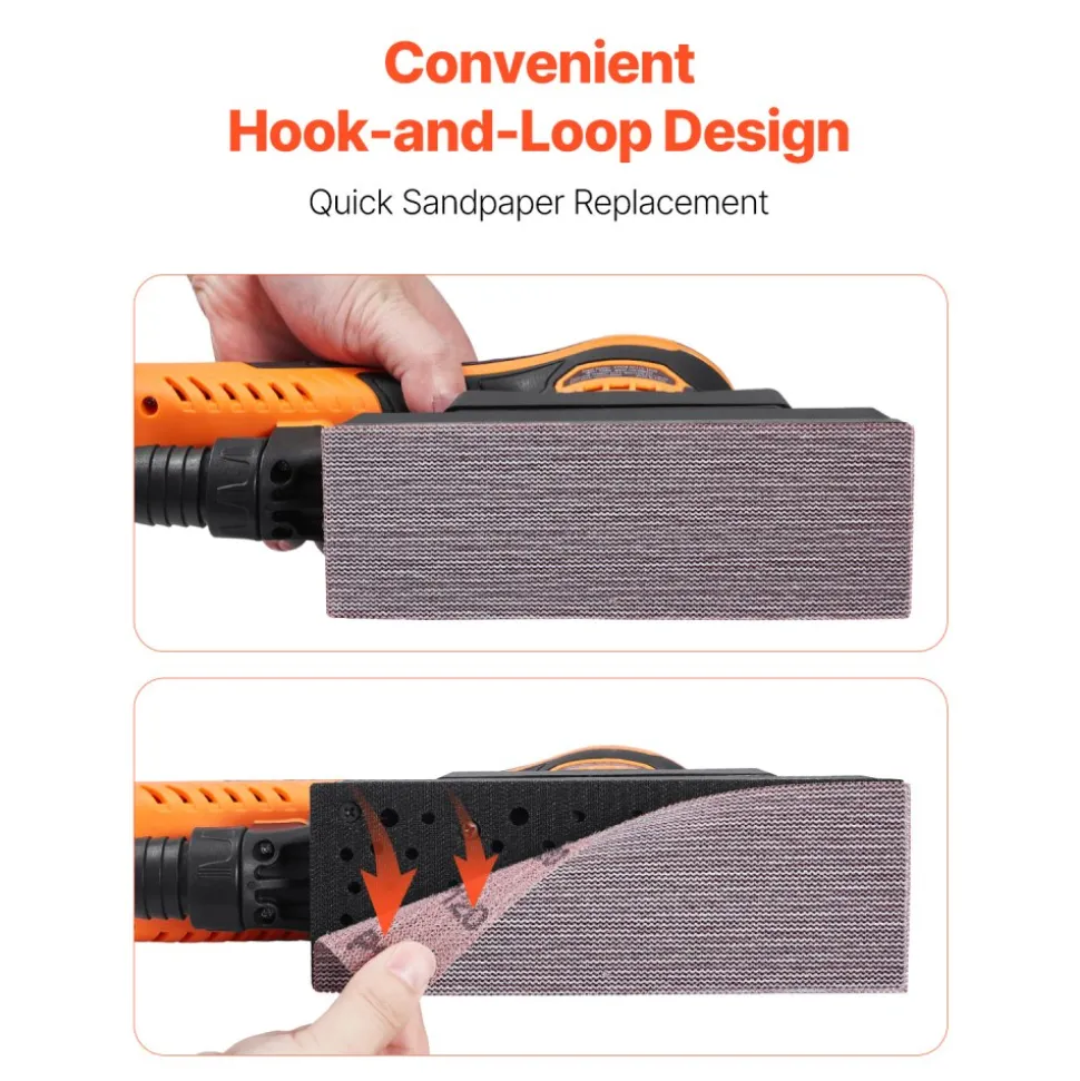 VEVOR Sheet Sander, 3/8 Sheet 3A EC Brushless Sander, Max. 10000RPM Variable Speed Sheet Finishing Sander with 10PCS Sandpapers and Vacuum Cleaner Adapter for Woodworking