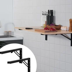 VEVOR Shelf Bracket Foldable, 24” L 2 Pcs , Heavy Duty Floating Shelf Brackets, Brackets for Shelves, 5mm Thick Matte Black L Shelf Bracket,Steel Shelving Brackets with 300 lbs Load Capacity