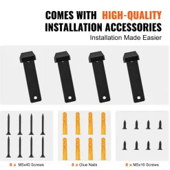 VEVOR Shelf Bracket, Heavy Duty Floating Shelf Brackets 10 x 6 in, 4 Pcs Brackets for Shelves, 5mm Thick Matte Black L Shelf Bracket,Steel Shelving Brackets with 160 lbs Load Capacity