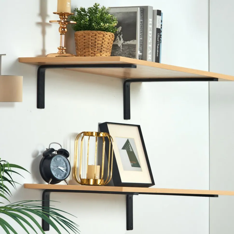 VEVOR Shelf Bracket, Heavy Duty Floating Shelf Brackets 10 x 6 in, 4 Pcs Brackets for Shelves, 5mm Thick Matte Black L Shelf Bracket,Steel Shelving Brackets with 160 lbs Load Capacity
