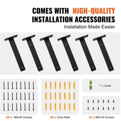VEVOR Shelf Bracket, 10”L x 4”W x 1.6”H, 6 Pcs Heavy Duty Floating Shelf Brackets, Brackets for Shelves, 5mm Thick Matte Black L Shelf Bracket,Steel Shelving Brackets with 160 lbs Load Capacity