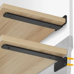 VEVOR Shelf Bracket, 6”L x 4”W x 1.6”H 6 Pcs, Heavy Duty Floating Shelf Brackets, Brackets for Shelves, 5mm Thick Matte Black L Shelf Bracket,Steel Shelving Brackets with 160 lbs Load Capacity