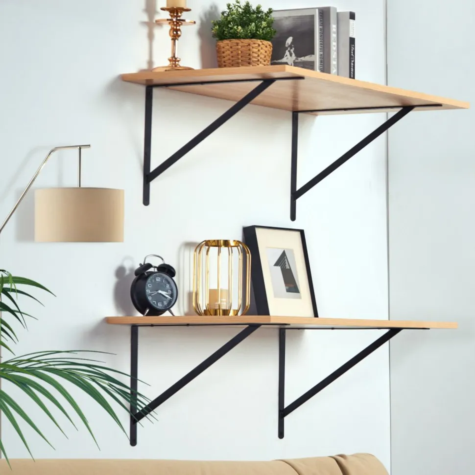 VEVOR Shelf Bracket, 18 x 12 in 12 Pcs, Heavy Duty Floating Shelf Brackets, Brackets for Shelves, 3mm Thick Matte Black Triangle Shelf Bracket,Steel Shelving Brackets with 160 lbs Load Capacity
