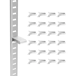 VEVOR Shelf Clips, 40 Pack, Adjustable Steel Pilaster Shelf Clips Support for Metal, Wood, Glass Shelves, Compatible with Wardrobes, Cabinets, Bookcases, Shoe Racks and Display Racks (Silver)