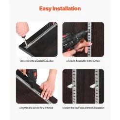 VEVOR Shelf Pilaster, 72.7-inch 20 Pack, Adjustable Shelf Brackets Steel Mortise Mount Pilaster Strip Standards with 140 Screws, Suitable for Wall Shelving System Cabinet Closet Organization