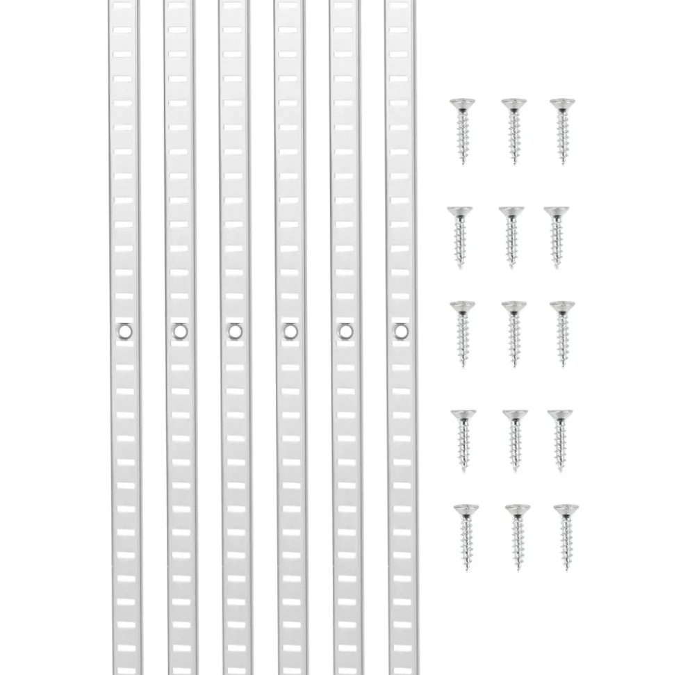 VEVOR Shelf Pilaster, 36.3-inch 8 Pack, Adjustable Shelf Brackets Steel Mortise Mount Pilaster Strip Standards with 32 Screws, Suitable for Wall Shelving System Cabinet Closet Organization