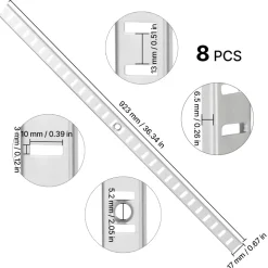 VEVOR Shelf Pilaster, 36.3-inch 8 Pack, Adjustable Shelf Brackets Steel Mortise Mount Pilaster Strip Standards with 32 Screws, Suitable for Wall Shelving System Cabinet Closet Organization