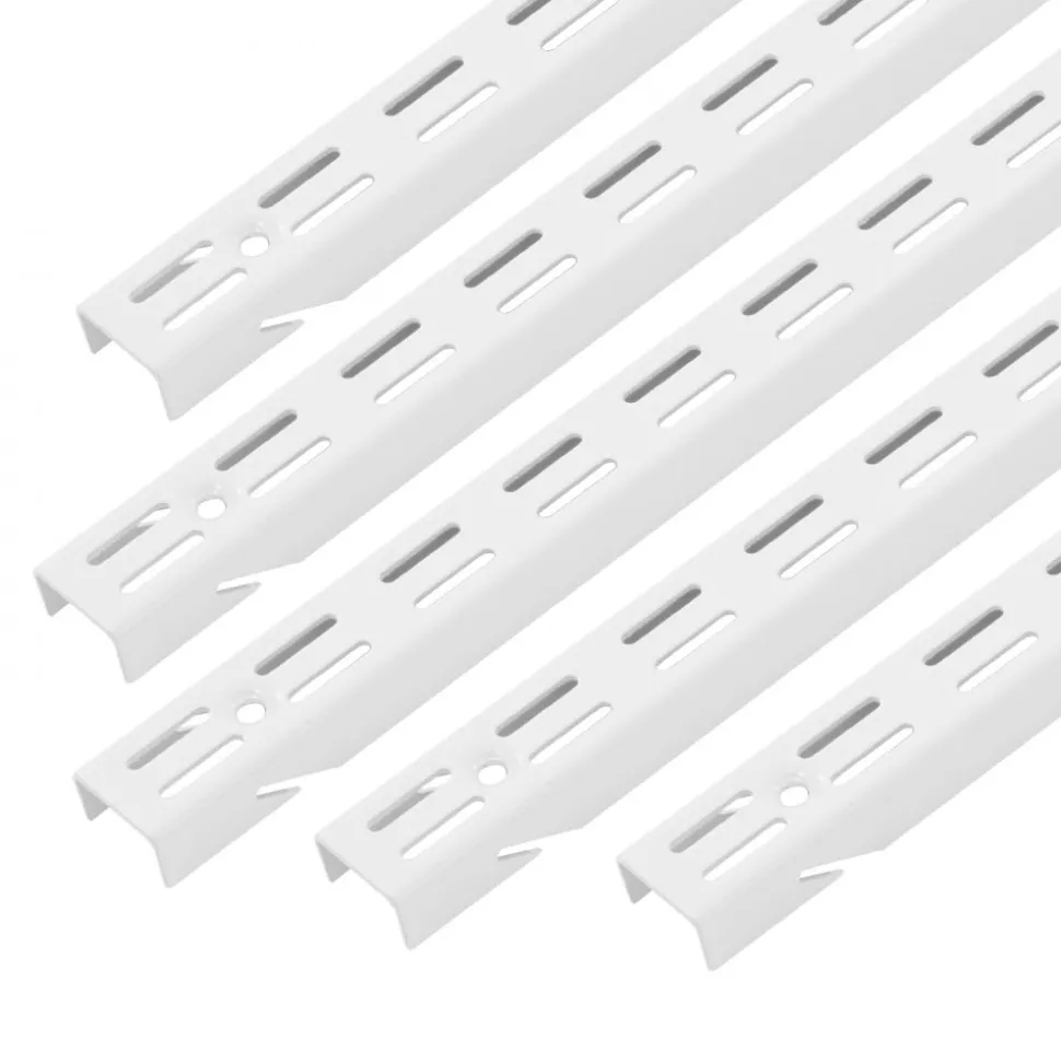 VEVOR Shelf Pilaster, 60-inch 5 Pack, Dual Track Upright Wall Shelving System, Heavy Duty Support System Twin Slot Shelf Rails, 25 Screws, Suitable for Cabinet Closet Organization Storage, Silver